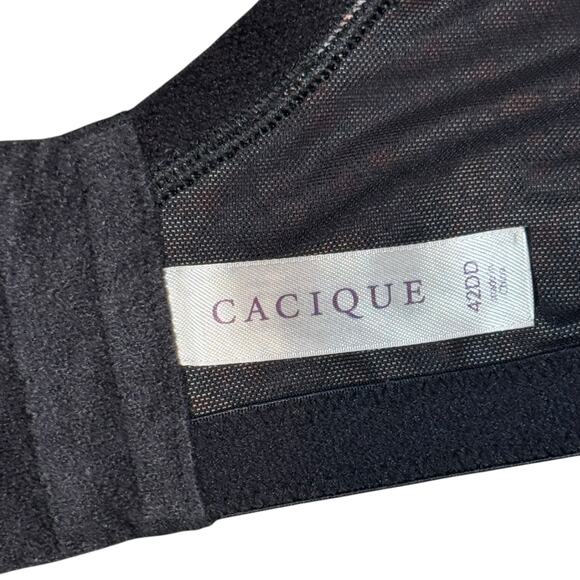 Cacique Bra Satin Full Coverage Size 42DD Black Floral Print Underwire T Shirt - Picture 7 of 10